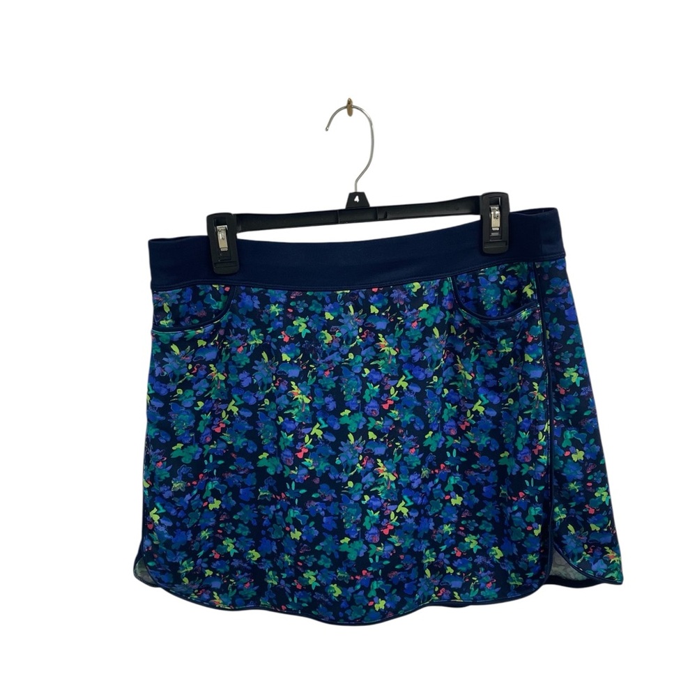 PGA Tour Floral Blue Skort 3 Pockets Size Large Tennis‎ Pickleball Activewear - Picture 2 of 12